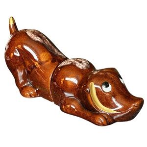 Adorable Large Vintage Ceramic Dachsund Salt and Pepper Shakers